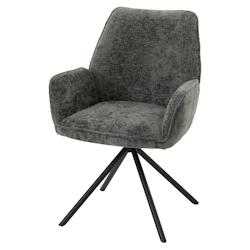 Décoshop26 - Chaise de salle à manger avec accoudoir rotative en tissu chenille gris foncé et cadre trépied 04_0006357 - gris 3000261726838_0