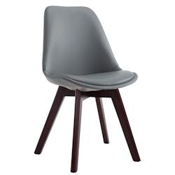 Décoshop26 - Chaise de salle à manger x1 style scandinave en PVC gris support 4 pieds en bois couleur noyer 10_0003749 - gris 3000251746532_0