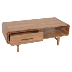 Décoshop26 - Table basse table d'appoint deux étagères et un tiroir en bois d'acacia couleur teck 44x125x60 cm 04_0008453 - 3000262570515_0