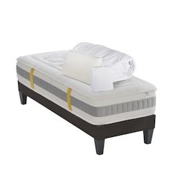 Ensemble  Matelas Mémoire de forme + Sommier + Accessoires 90x190 cm GRAND HOTEL BELLECOUR - blanc Mousse à mémoire de forme 4VP.GH.K15.K.0919_0