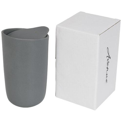 Gobelet en céramique à double paroi 400ml Mysa - compatible micro-ondes et cafetières - avec couvercle en céramique_0