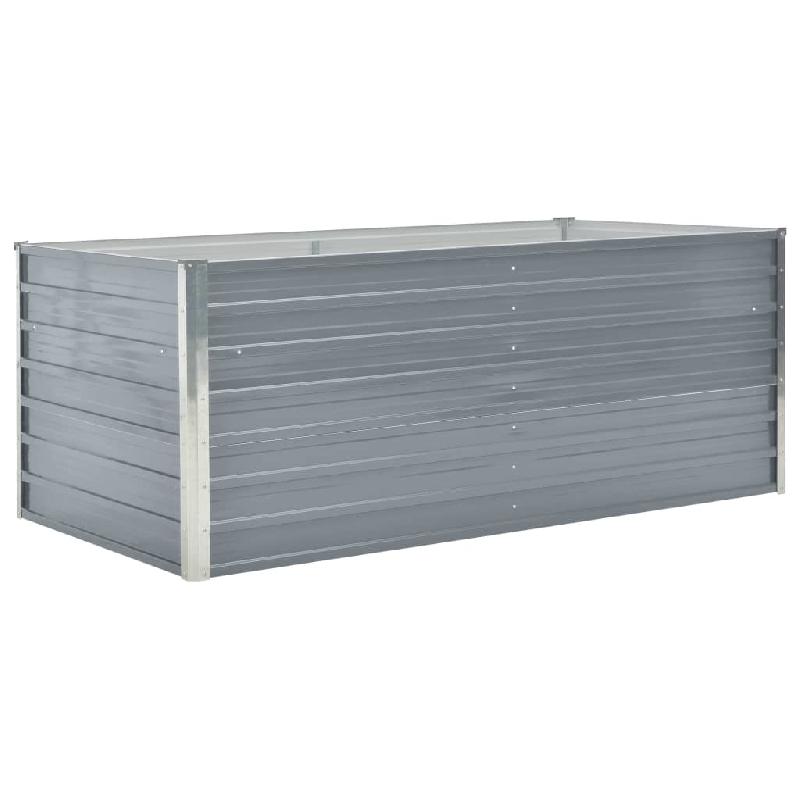 Jardinière rectangulaire 160 x 80 x 45 cm en acier galvanisé gris - robuste et durable_0