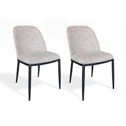 Now's Home - Lot De 2 Chaises En Tissu Beige Et Dossier En Finition Noyer - 3256390251752_0