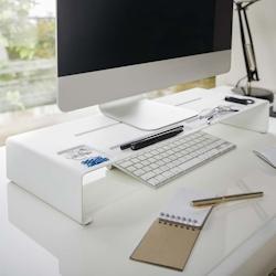 Organisteur de bureau support écran Tower monitor Yamazaki - blanc métal 03305_0
