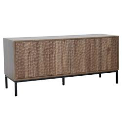 Oviala Business Meuble TV rectangulaire 2 portes L120 cm bois foncé - marron Bois massif 113595_0