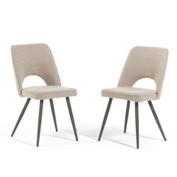 RATTATAN Lot de 2 chaises en tissu bouclé avec pieds en métal peint, élégantes, modernes, confortables, idéales pour cuisine, salle à manger, re_0