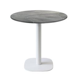 Restootab - Table Ø70cm - modèle Round pied blanc lune bleue - gris fonte 3760371519361_0