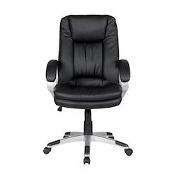 SalesFever Chaise de bureau | Revêtement en cuir artificiel | Cadre en métal chromé | réglable en hauteur | L 66 x P 74 x H 104 cm | noir-argent -_0