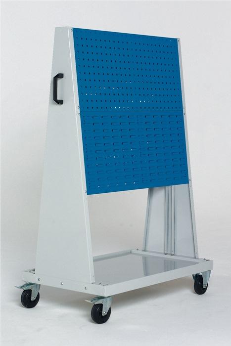 Servante d'atelier H1600 x L1000 x P650 mm - Gris clair RAL 7035 - BOTT - Châssis avec guidon et roulettes_0