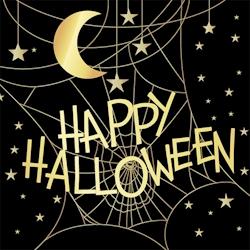 Serviettes 33x33cm magie de la lune happy halloween or (240 unités) MESA BELLA - noir 3701168940944_0