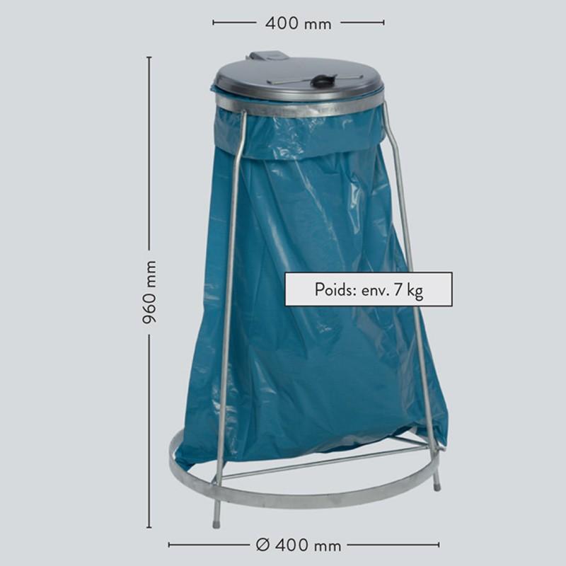 Support sac-poubelle empilable en acier galvanisé - 120 litres - robuste et stable_0