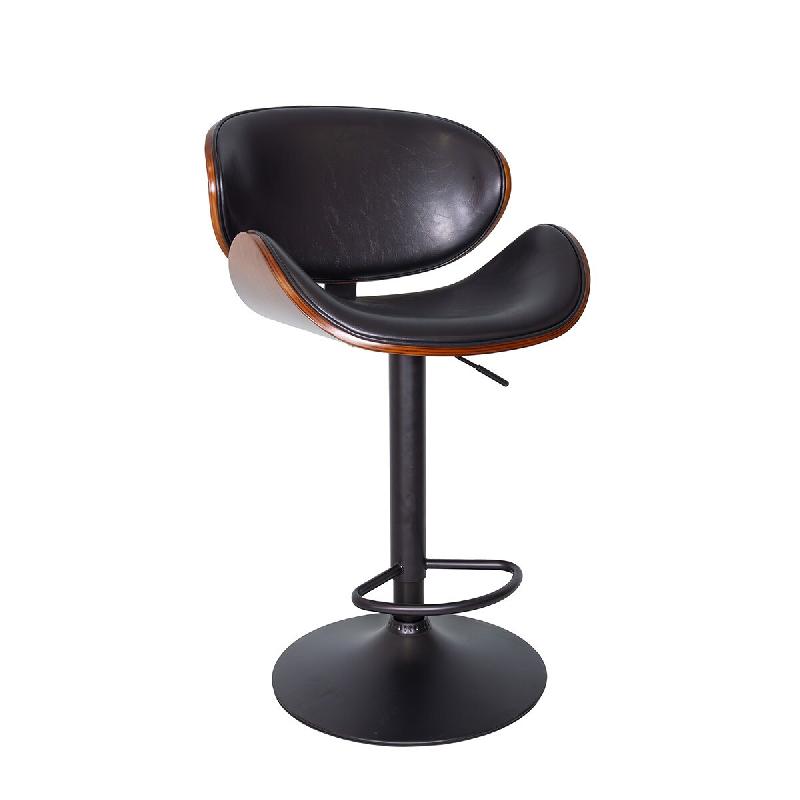 Anticline Créations Tabouret de bar réglable noir et bois - multicolore multi-matériau CS1649_0