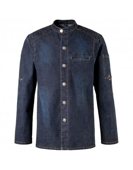 Veste de cuisine Bikerstyle - VES0029 - En jean avec manches à bretelles nouables et poche intérieure_0