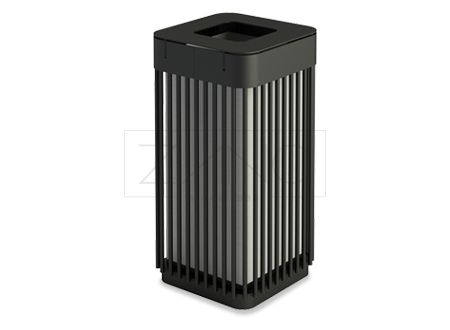 03.051.Sn - Poubelle Calypso Zano - 65L - Structure acier noir ou inoxydable, parements tubes d'acier_0