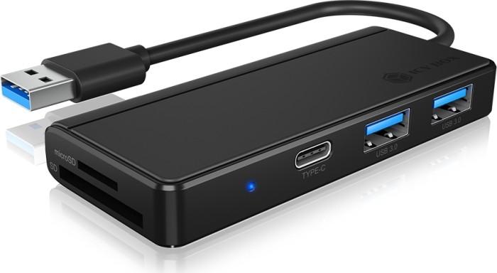 ICY BOX IB-HUB1423CR-U3 - Hub USB 3.0 avec lecteur de carte SD/microSD et 3 ports USB - Couleur noire_0