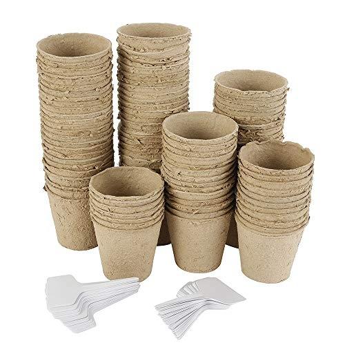 GHOPY 100 PETITS POTS DE SEMIS EN FIBRE BIODÉGRADABLE DE 6 CM, AVEC 10_0