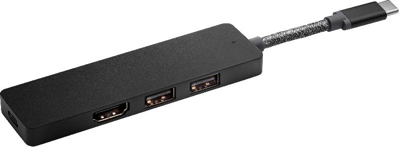 Hub informatique HP ENVY USB-C - 2 ports USB-A, 1 port HDMI 2.0, noir, référence 5LX63AA_0