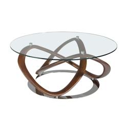 AC ANGEL CERDA Angel Cerdá Table basse ronde en verre trempé, noyer et acier chromé 2064C Ø100 x 39 - marron Bois manufacturé 8435631010241_0