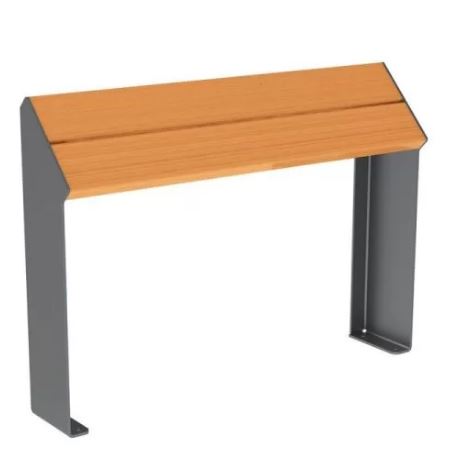 Assis-debout Kub en acier - largeur 254 mm, épaisseur 8 mm, assise en acier galvanisé perforé ou bois exotique - longueur 1200 mm_0