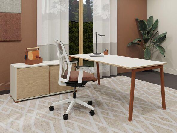 Bureau droit professionnel - Bureau individuel Nouvelle Vague sur crédence - Plan mélaminé 22 mm - Garantie 10 ans_0