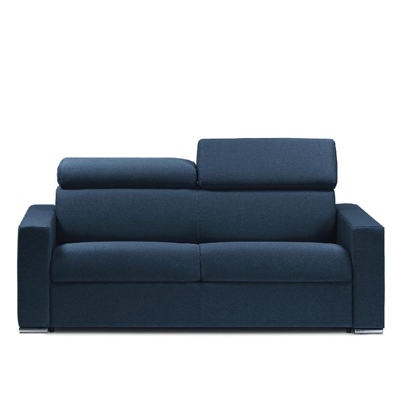 CANAPÉ CONVERTIBLE EXPRESS DARWIN TÊTIÈRES RÉGLABLES COUCHAGE 160CM MATELAS 16CM TISSU TWEED BLEU NUIT_0