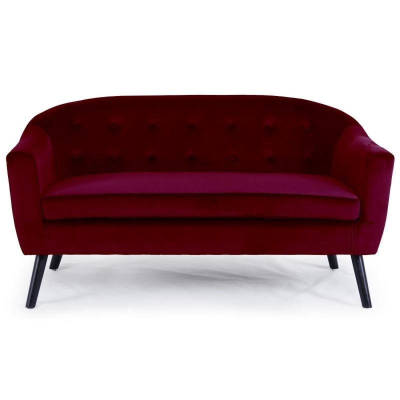 Canapé scandinave en velours Lopy 157 cm bordeaux - Paris Prix - design rétro et moderne_0