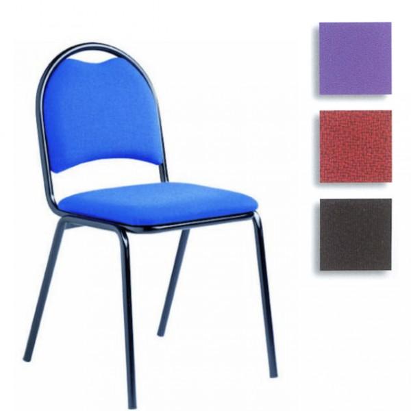 Chaise empilable à revêtement tissu bleu - modèle sobre et confortable - idéale pour salles de conférence ou de réunion - Marque Rolléco_0