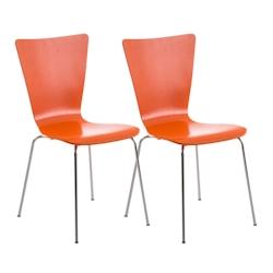 Décoshop26 - Lot de 2 chaises de cuisine salle à manger empilable en bois orange et structure stable à quatre pieds en métal 10_0003078 - 30002513_0