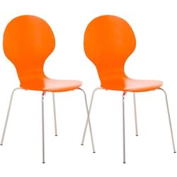 Décoshop26 - Lot de 2 chaises de cuisine salle à manger empilables dossier arrondi en bois orange et métal chromé 10_0003088 - 3000251388374_0