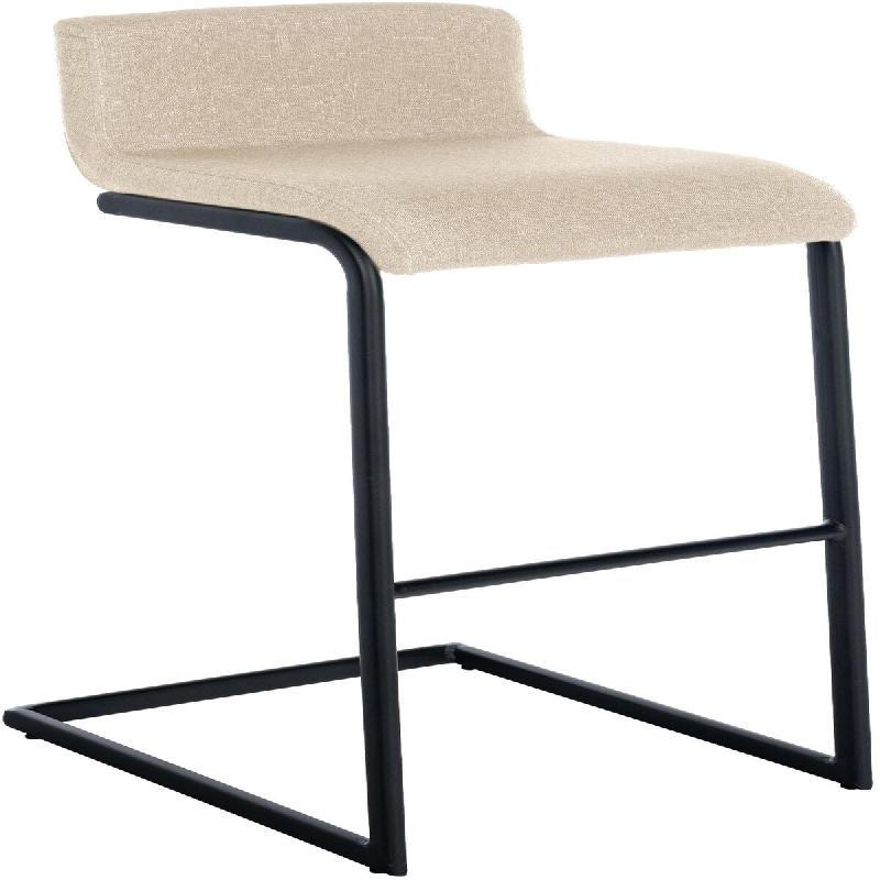 Décoshop26 - Tabouret de bar x1 design minimaliste assise en tissu crème piètement en U métal noir repose-pieds 10_0006095 - beige métal 3000265386076_0