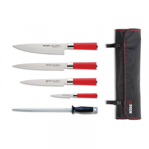 ENSEMBLE DE 5 COUTEAUX PROFESSIONNELS RED SPIRIT DICK + ÉTUI