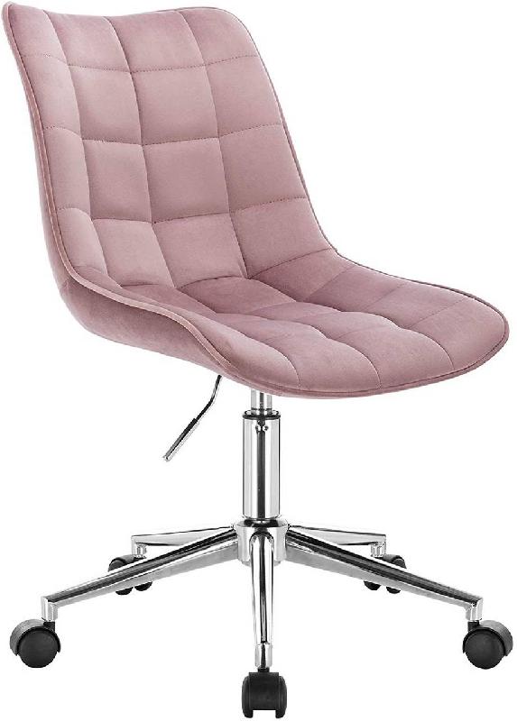 FAUTEUIL DE BUREAU TABOURET DE TRAVAIL EN VELOURS ROSE 19_0000245_0