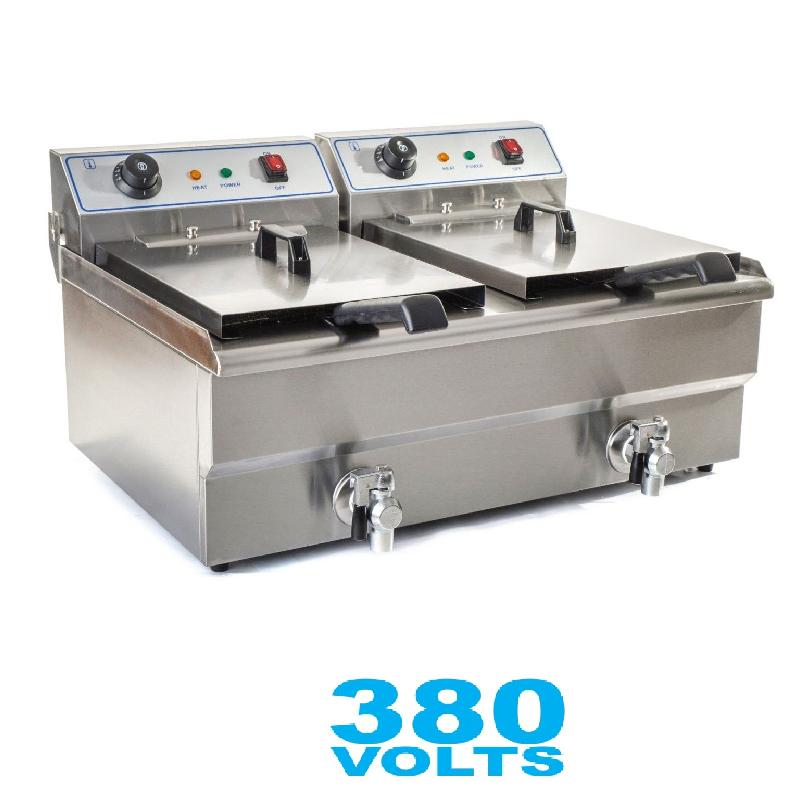 Friteuse électrique 2x16 litres 400v + vannes de vidange_0