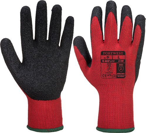 Gants de manutention - enduction mousse latex rouge/noir A100, taille M - Certifiés CE, respirants et sans coutures_0