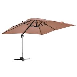 Oviala Business Parasol déporté carré 3 x 3m en aluminium taupe - Oviala - marron aluminium 104766_0