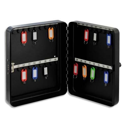 Pavo armoire à clés à combinaison capacité 36 clés - dimensions : l25 x h18 x p4,5 cm coloris gris foncé_0