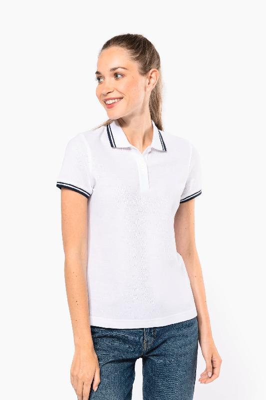 Polo femme manches courtes à liserés contrastés - Réf : K273 - 100% coton peigné, coupe ajustée, marque Kariban_0