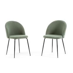 RATTATAN Lot de 2 chaises en tissu teddy d’intérieur, pieds en métal, rembourrées pour cuisine, salle à manger, restaurant – Sara Teddy – Ve_0
