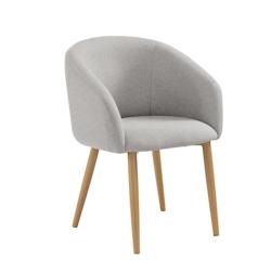 SalesFever Fauteuil | Ensemble de 2 | Revêtement en tissu structuré | Pieds de chaise en métal aspect chêne | L 64,5 x P 58 x H 84 cm |Taupe–Nat_0