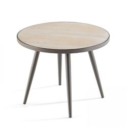 Oviala Business Table basse de jardin ronde plateau en céramique - gris acier 106238_0
