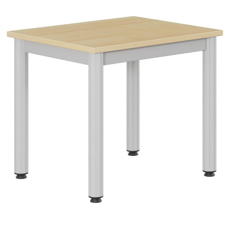 Table rectangulaire scolaire pour enfant - 2 tailles (T2/T3) - Plateau mélaminé hêtre miel - Piètement époxy gris alu_0