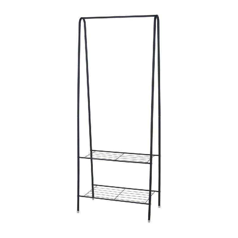 WellHome - Portant à vêtements métallique avec 2 étagères 152cm - WH14361_0