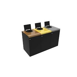 ALITRI - Kit (x3) meuble de tri restaurant collectif 3x90l marron/jaune/gris - 55681 - ROSSIGNOL - acier 55681_0