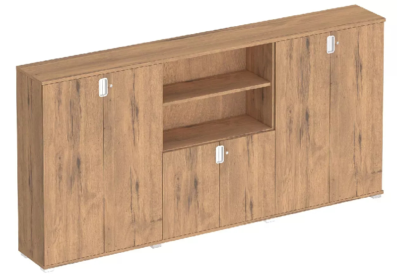 Armoire 6 portes 7 étagères + bibili. 2 étagères (L : 300 cm x P : 42 cm x H : 147 cm) So Laroya_0