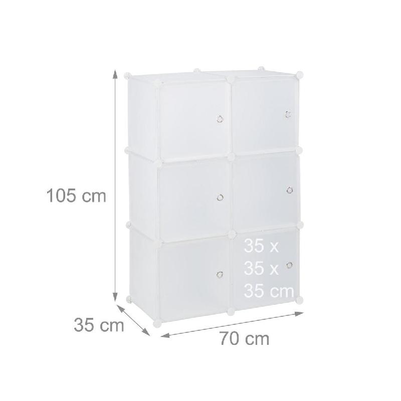 Armoire étagère - Système de rangement plastique avec 6 portes - Blanc - 13_0002583_2_0