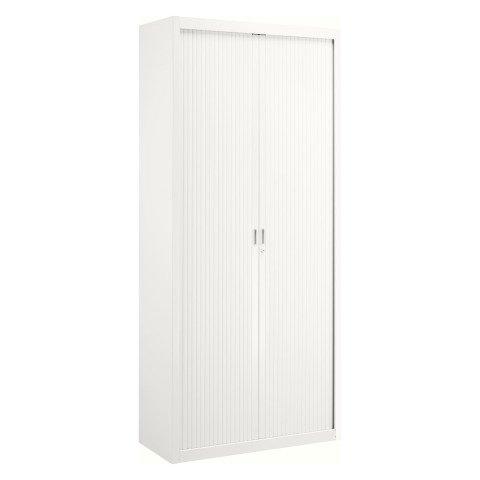 ARMOIRE MÉTAL À RIDEAUX DÉMONTABLE CLASSIQUE H 220 X L 100 CM CORPS BLANC / RIDEAUX BLANC
