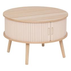 Atmosphera Table basse ronde 2 portes coulissantes D. 60 x H. 40.7 cm - beige 3560233558664_0