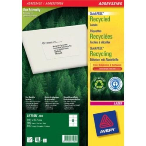 AVERY 800 étiquettes recyclées blanches, format 99,1 x 67,7 mm (100 feuilles A4 / cdt) - 4004182055922_0
