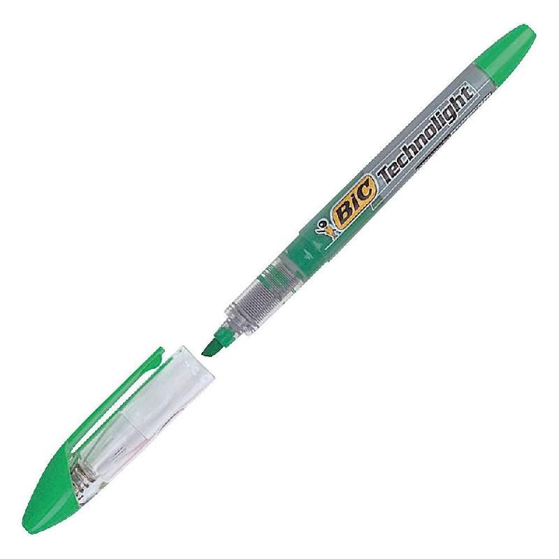 BIC SURLIGNEUR BRITE LINER GRIP POINTE BISEAUTÉE VERT FLUO LOT DE 12 (PRIX À L'UNITÉ)