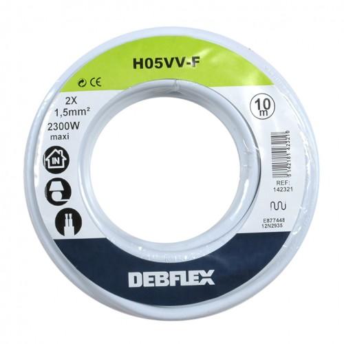 CÂBLE SOUPLE HO5VV-F - 3 X 2,5 MM² - BLANC - 5 M DEBFLEX